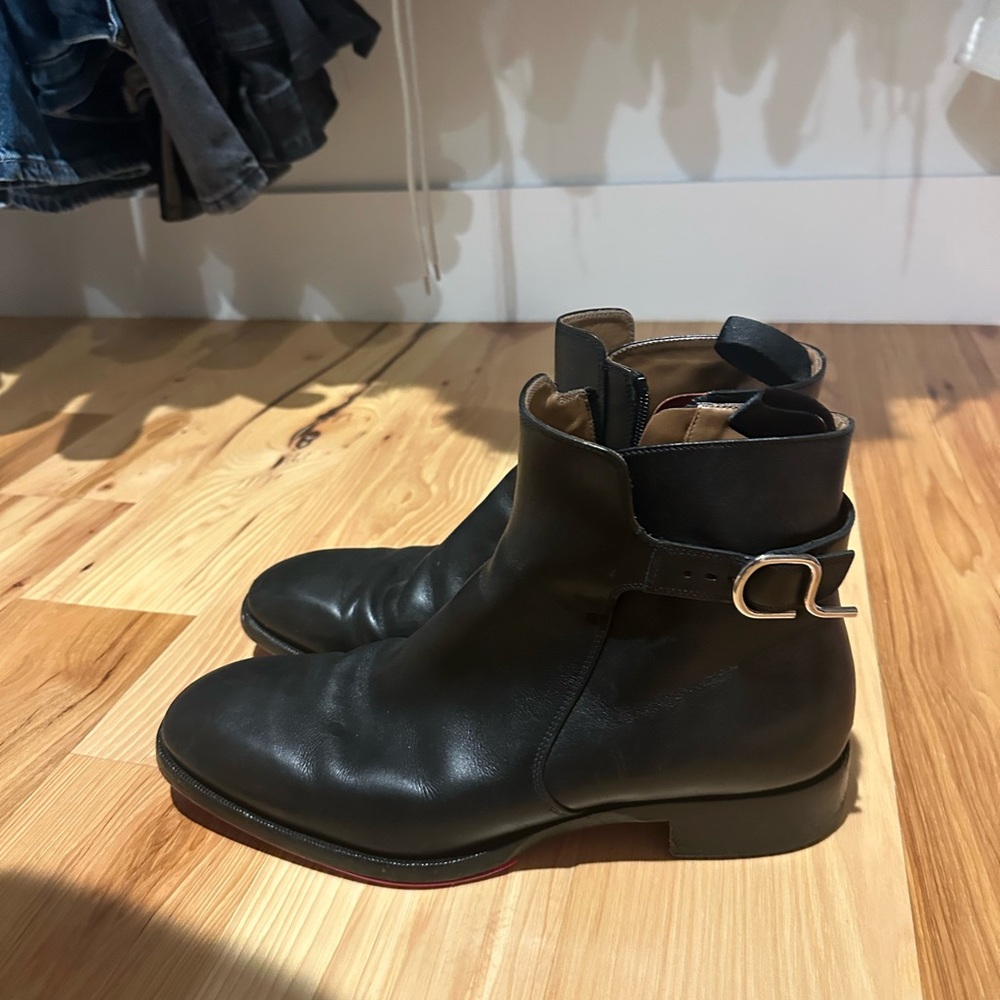 Lou Boutin Men’s Black Leather Ankle Boots with Buckle size 42
